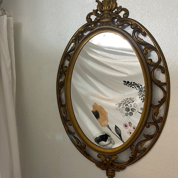 Vintage Syroco Style Resin Oval Gold Ornate Mirror MCM - Picture 2 of 11